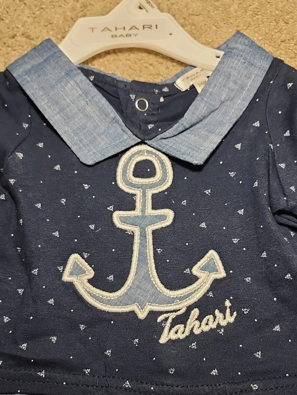 Tahari Baby Boy Nautical Anchor Romper 3-6M NWT